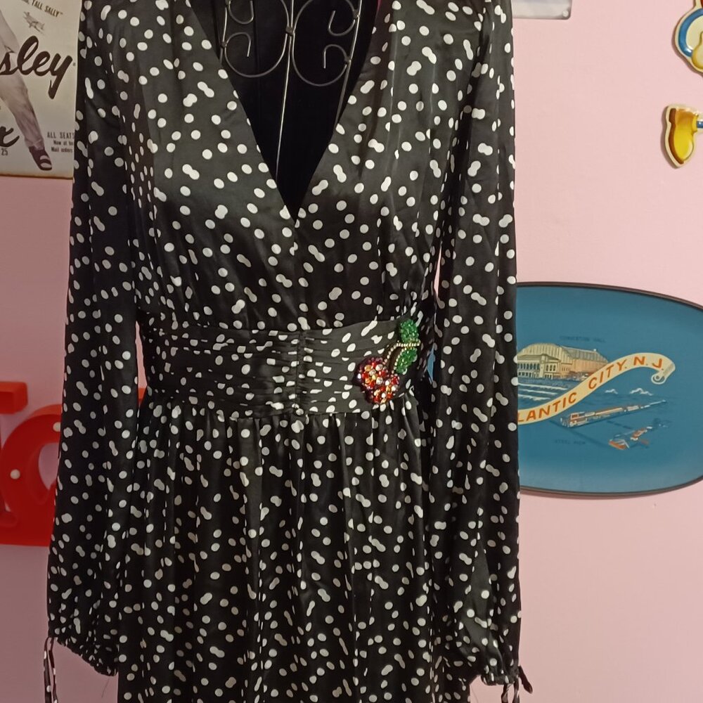 Betsey Johnson B&W Polka Dot Dress Size 4 NWOT